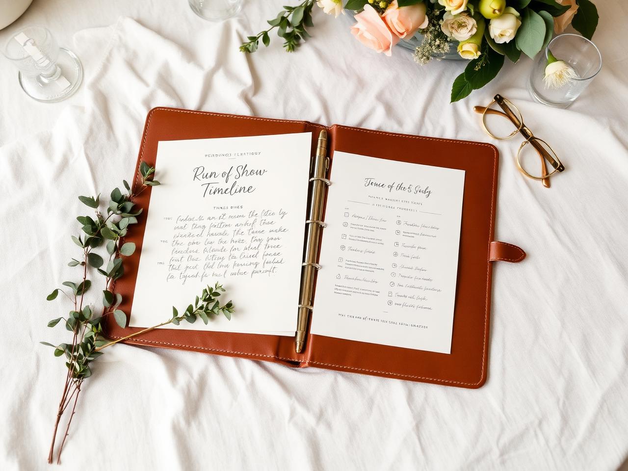 Planning: run-of-show binder + tablescape mock-up