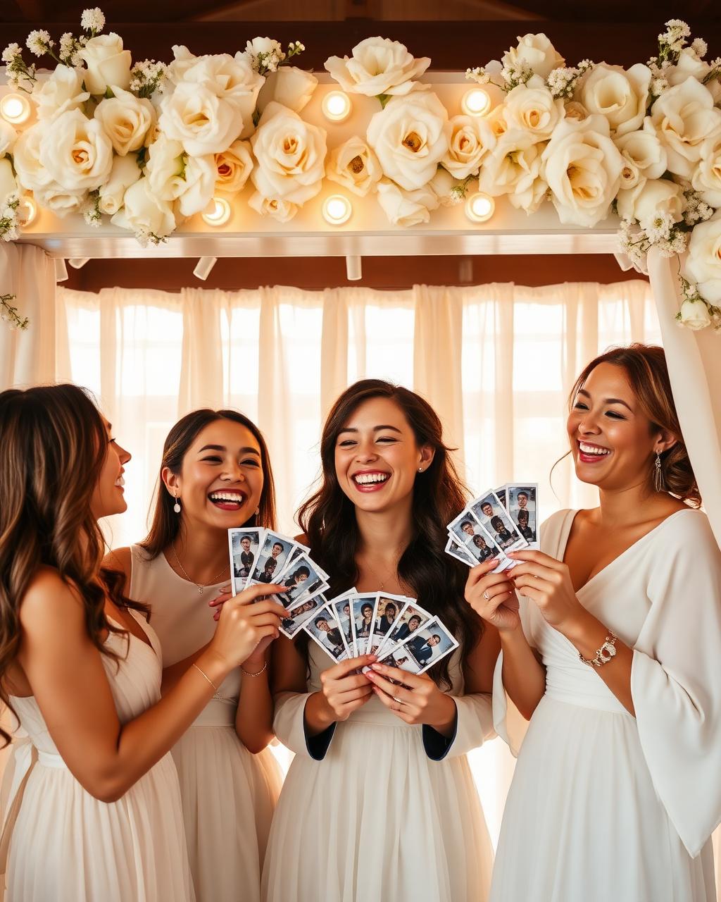 Guests laughing inside the open-air booth